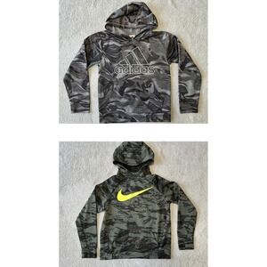 Adidas And Nike Hooded Pullover Sweatshirt Boys Size Medium And X-Large LOT OF 2